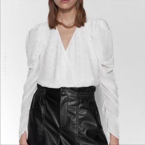 Zara faux pearl bodysuit size small